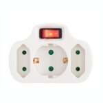 Home NVK 3/WH hálózati elosztó, kapcsolós 3 aljzat ( 1 földelt + 2 euró ), 250 V ~/ 50 Hz / 16 A / 3500 W