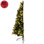 Home KMF 7/180 fél műfenyő beépített világítással, 240 db LED, 180 cm magasság, 100 cm legnagyobb átmérő, sík oldal
