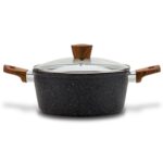 Nava 10-144-122 Nature tapadásmentes lábas, kőbevonattal, hőálló fogantyú, üvegfedő, 28 cm