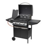 Home GRG01 gázgrill, 3 főégővel, 1 oldalégővel, 3,2 kW teljesítmény égőnként, nyomásszabályozó készlettel