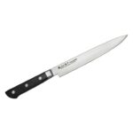 Satake 805-551 Daichi japán damaszk szeletelő kés, 20 cm penge hossz, damaszk acél, pakka fa markolat