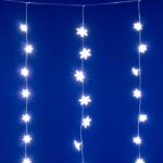 HOME KAF50WH LED-es hópehely fényfüggöny, 1,35 m, 50 db hidegfehér LED, hálózati tápellátás, beltéri kivitel