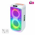 SAL PAR216WH party hangfal, 60 W, 2-utas bassz-reflex, 3 hangszóró, Bluetooth, MP3, digitális kijelző, LED fényeffekt, mikrofonnal