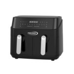 HAUSER AF-2450 air fryer, forrólevegős fritőz, max. 1750 W, 2 x 4,5 liter kapacitás, max. 200 ℃, digitális kijelző, időzítő, fekete színű
